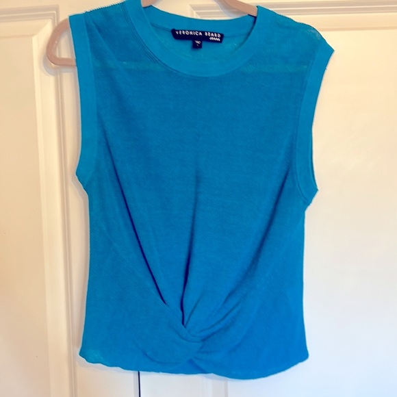 VERONICA BEARD
Kellen Turquoise Front Knot Sleeveless Sweater - Picture 2 of 5
